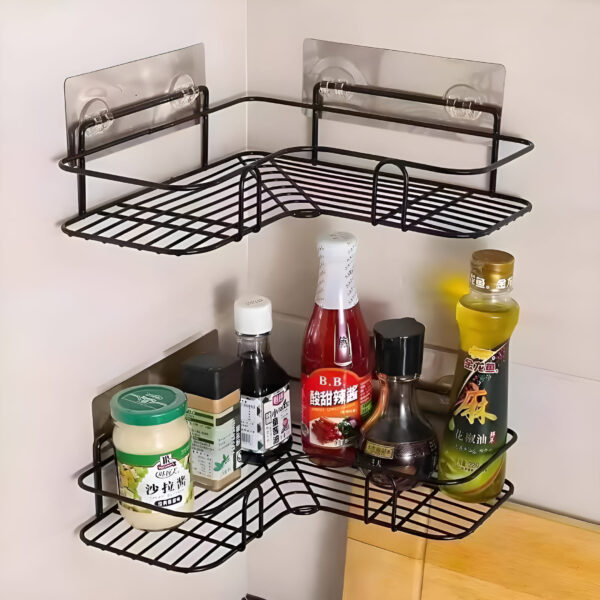 Metallic corner shelf